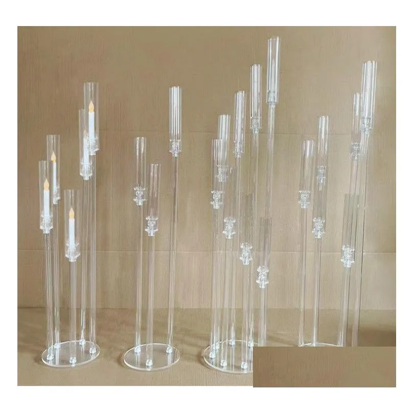 10pcs wedding decoration centerpiece candelabra clear candle holder acrylic candlesticks for weddings event party