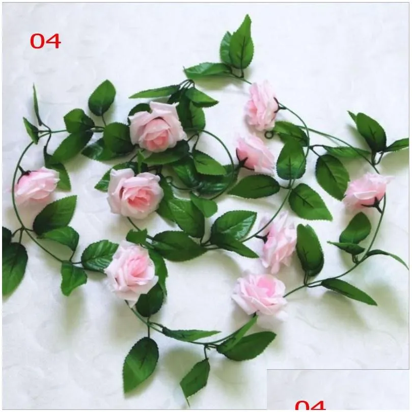 240cm wedding decoration artificial fake silk rose flower vine hanging garland home decor decorative flowers wreaths 15 colors