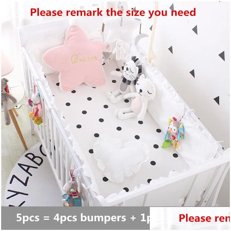 Bed Rails Princess Pink 100% Cotton Baby Bedding Set born Baby Crib Bedding Set for Girls Boys Washable Cot Bed Linen 4 Bumpers1 Sheet