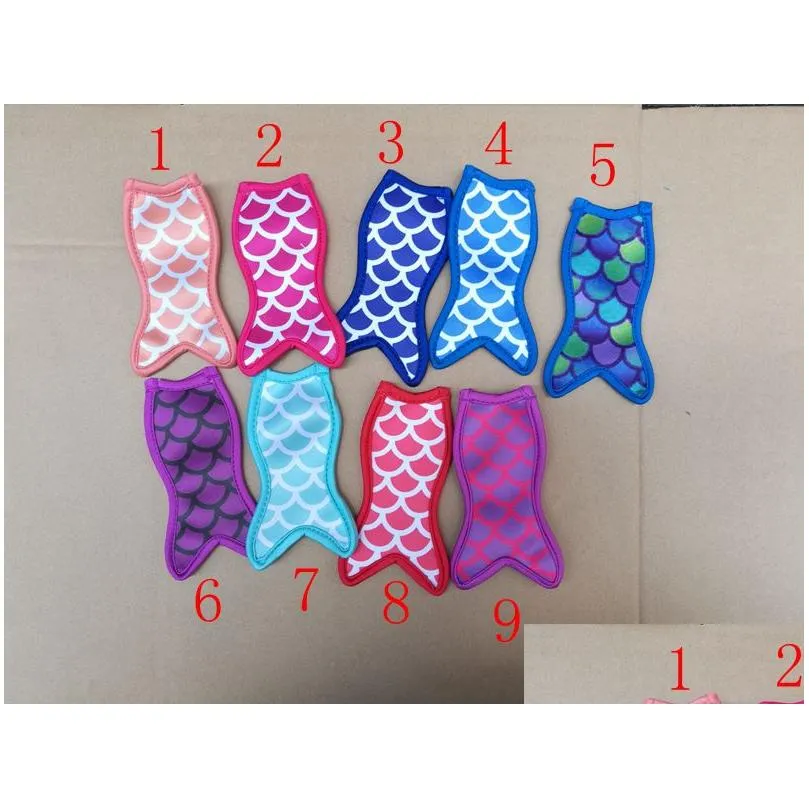 Mermaid Popsicle Holders Ice Sleeves Freezer case tool for Kids Summer Cream Tools Size 16X 8 cm