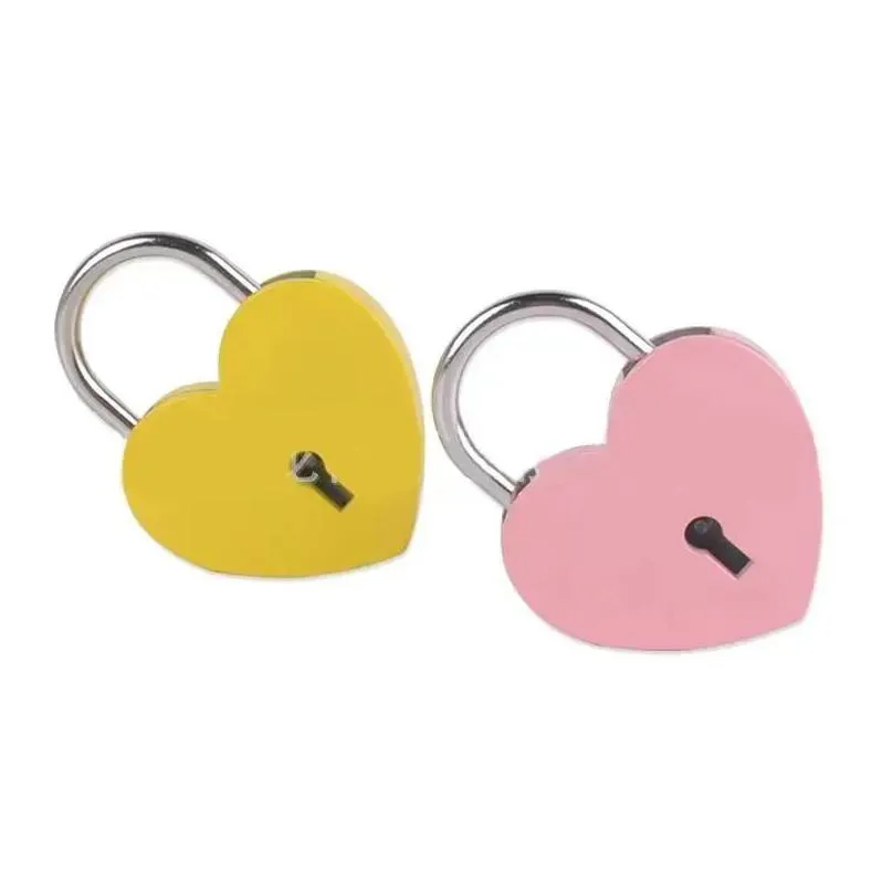 heart shaped concentric lock metal mulitcolor key padlock gym toolkit package door locks building supplies 45x58x8mm