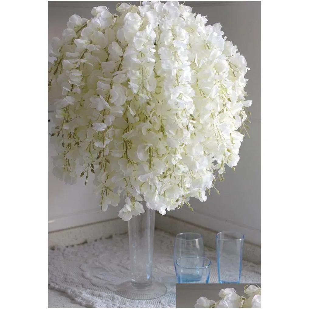 upscale artificial silk wisteria flowers for diy wedding arch square rattan simulation flowers home wall hanging basket decorations