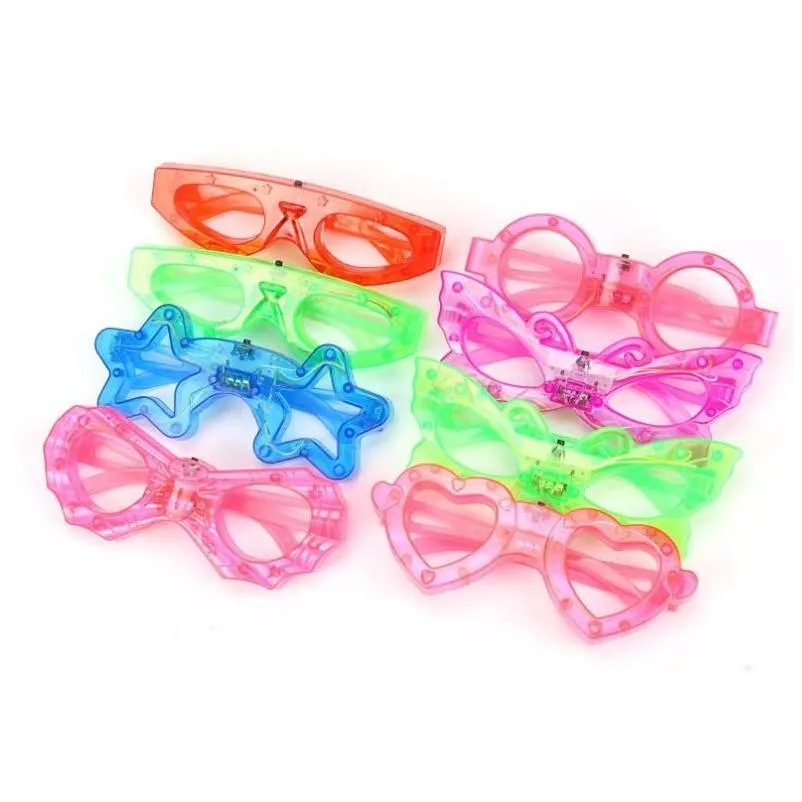 Light Up Glasses kids Led Rave Toy Flash Butterfly Star Heart Shapes Shutter Shade Color Change Concert Birthday Holiday Christmas Halloween