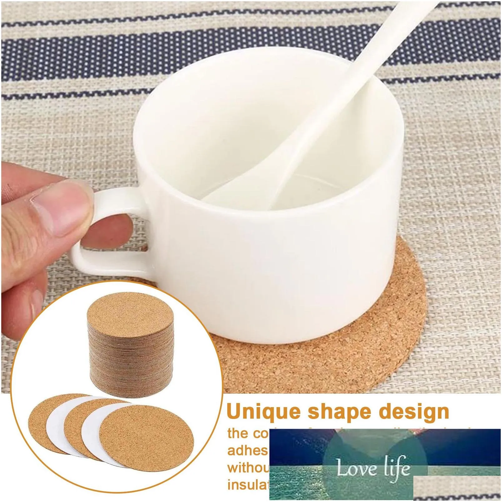 50pcs Self Sticker Cork Coasters Cork Mats Backing Sheets For DIY Desktop Decoration Kitchen Table Pad