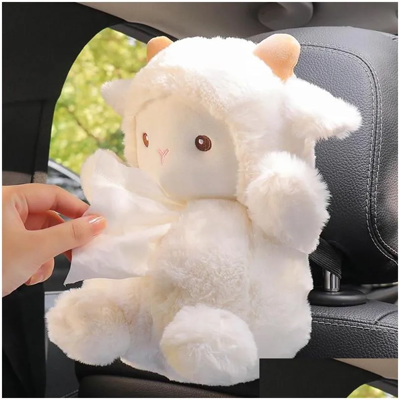 Tissue Boxes & Napkins Car Box Plush Doll Piggy Sheep Napkin Paper Holder Styling Portable Case Home