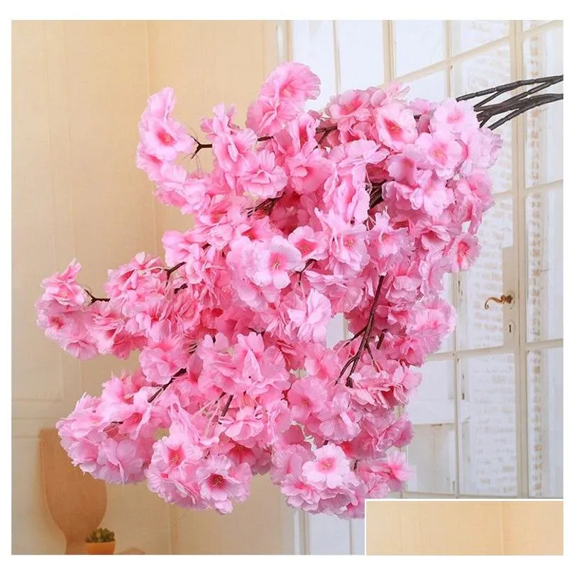 artificial cherry blossom branch 100 cm wedding party scene decorative faux flowers home living room diy decoration flower tool