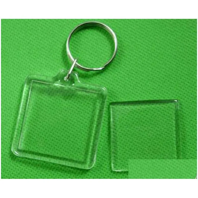 Clear Acrylic Plastic Blank Keyrings Insert Passport Photo Frame Keychain Picture Frame Keyrings Party Gift