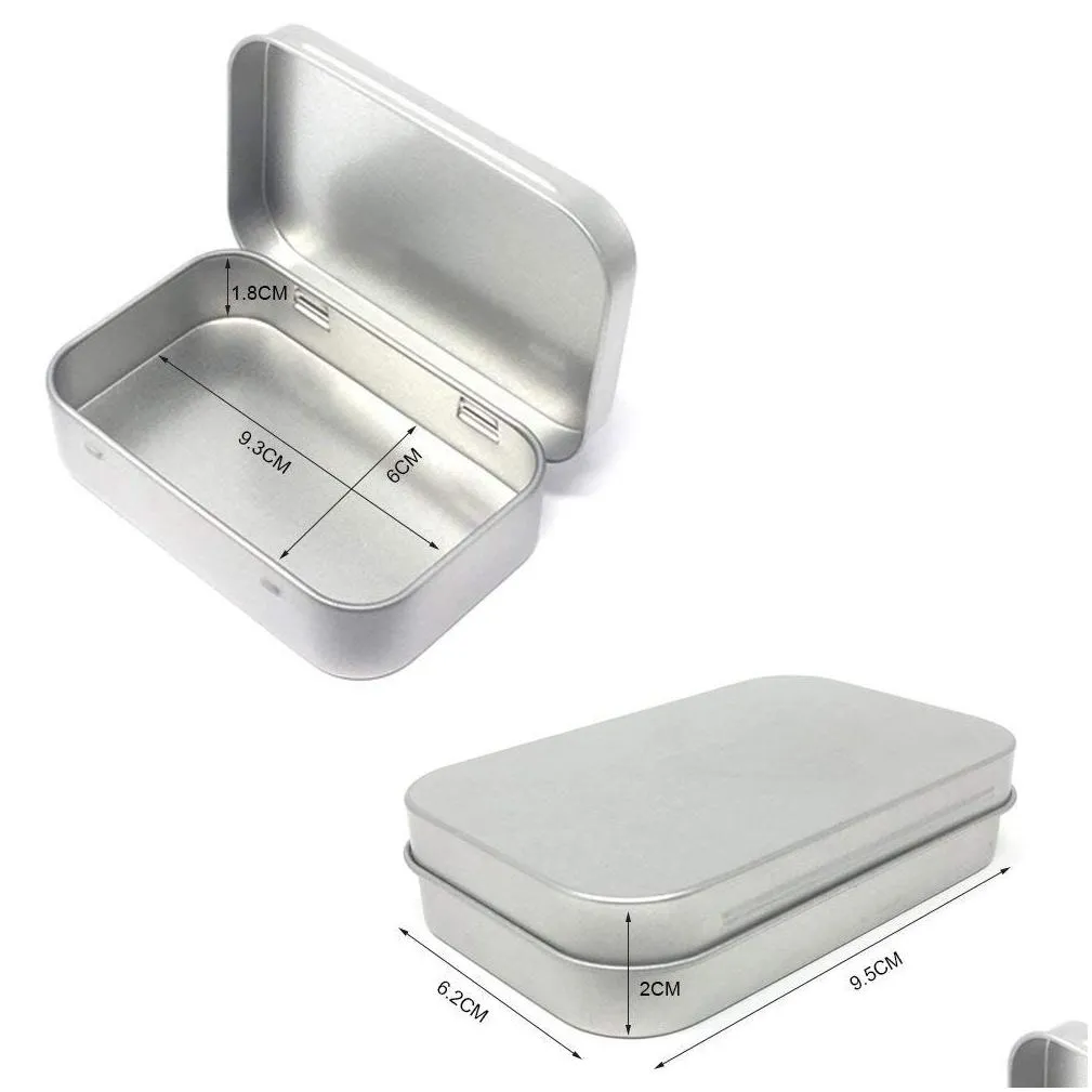 24 Metal Rectangular Empty Hinged Tins Box Containers Mini Portable Box Small Storage Kit,Home Organizer,3.75 by 2.45 by