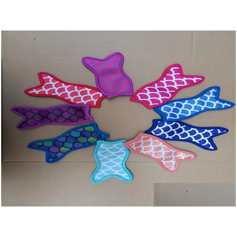 Mermaid Popsicle Holders Ice Sleeves Freezer case tool for Kids Summer Cream Tools Size 16X 8 cm