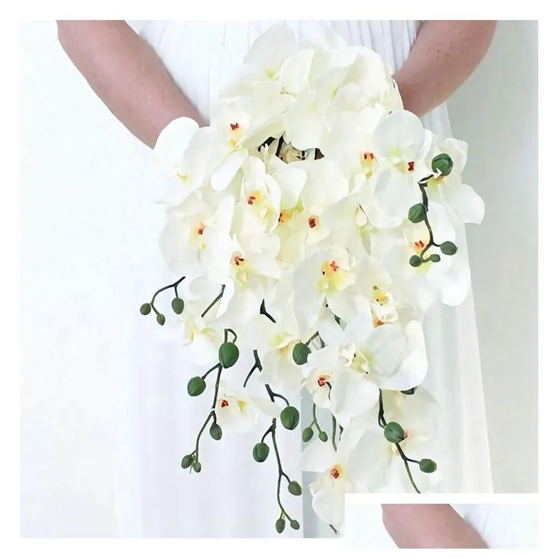artificial flowers real touch artificial moth orchid butterfly orchid for house home wedding festival decoration