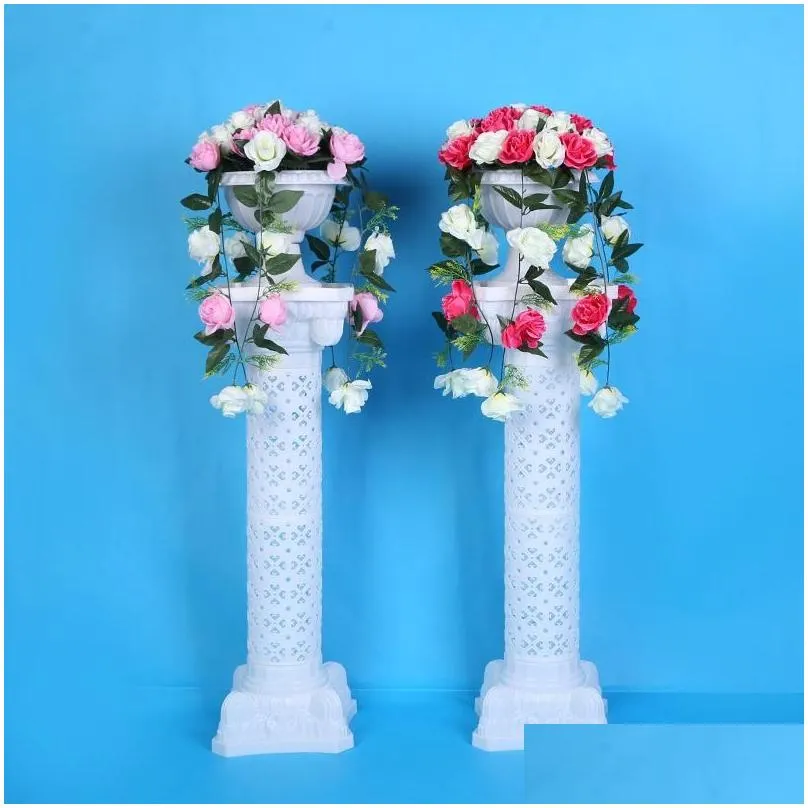 hollow flower design roman columns white color plastic pillars road cited wedding props event decoration supplies