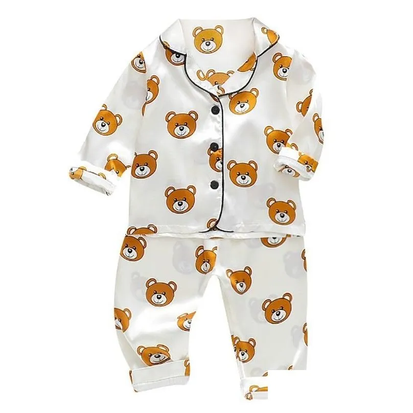 Toddler Silk Satin Pajamas Pyjamas Set Baby Sleepwear Pijama Suit Boys Girls Sleep Two Piece Kids Loungewear 220809