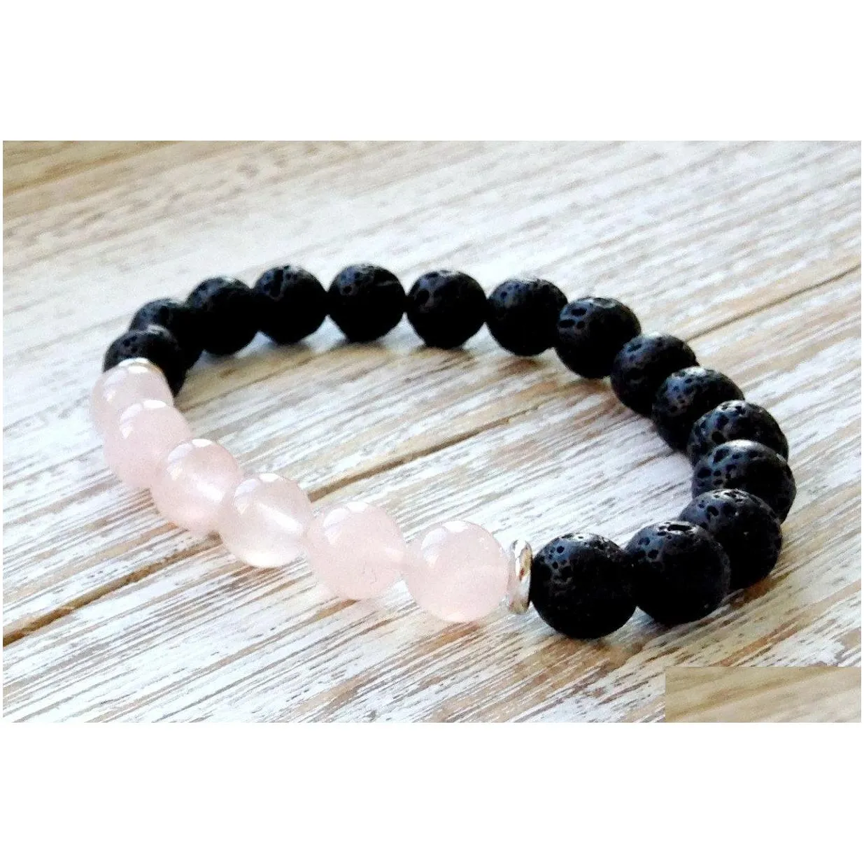 SN1061 Hot Sale Rose Quartz Lava Yoga Bracelet Healing Crystals Wrist Mala Beads Chakra Jewelry Natural Stone Womens Yoga Bracelet