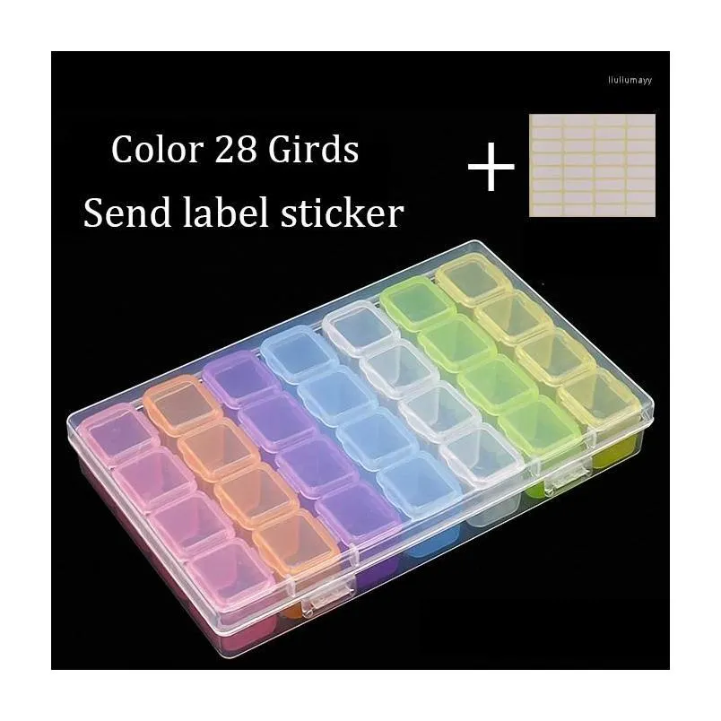 Storage Boxes 28/56/224 Slot Transparent Plastic Box Diamond Painting Accessories Tool Nail Art Rhinestone Bead