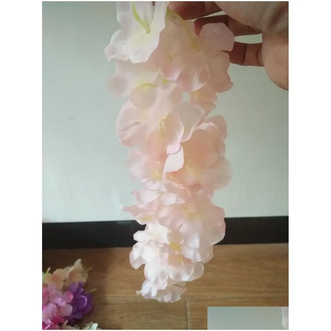 upscale artificial silk wisteria flowers for diy wedding arch square rattan simulation flowers home wall hanging basket decorations