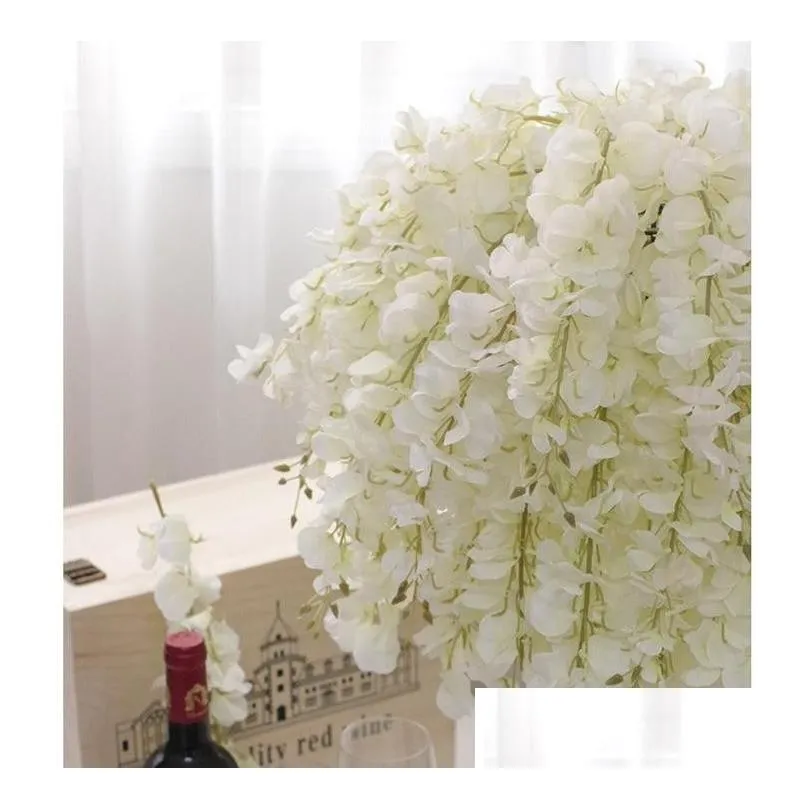 upscale artificial silk wisteria flowers for diy wedding arch square rattan simulation flowers home wall hanging basket decorations
