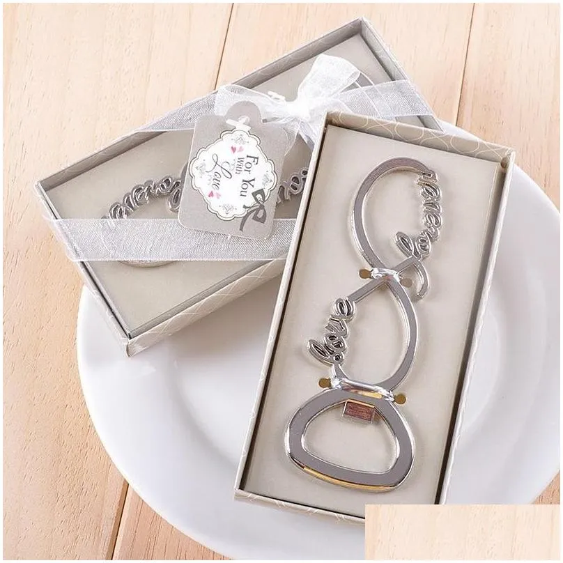 100pcs/lot est forever love chrome beer bottle opener wedding favors and gifts for guests party gifts supplier bridal shower