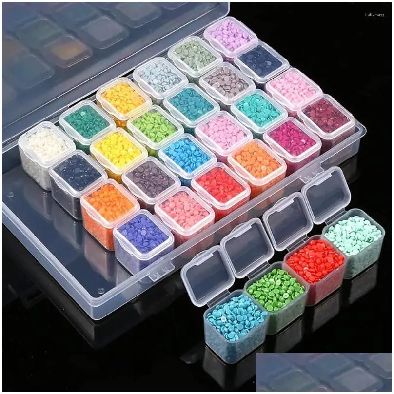 Storage Boxes 28/56/224 Slot Transparent Plastic Box Diamond Painting Accessories Tool Nail Art Rhinestone Bead