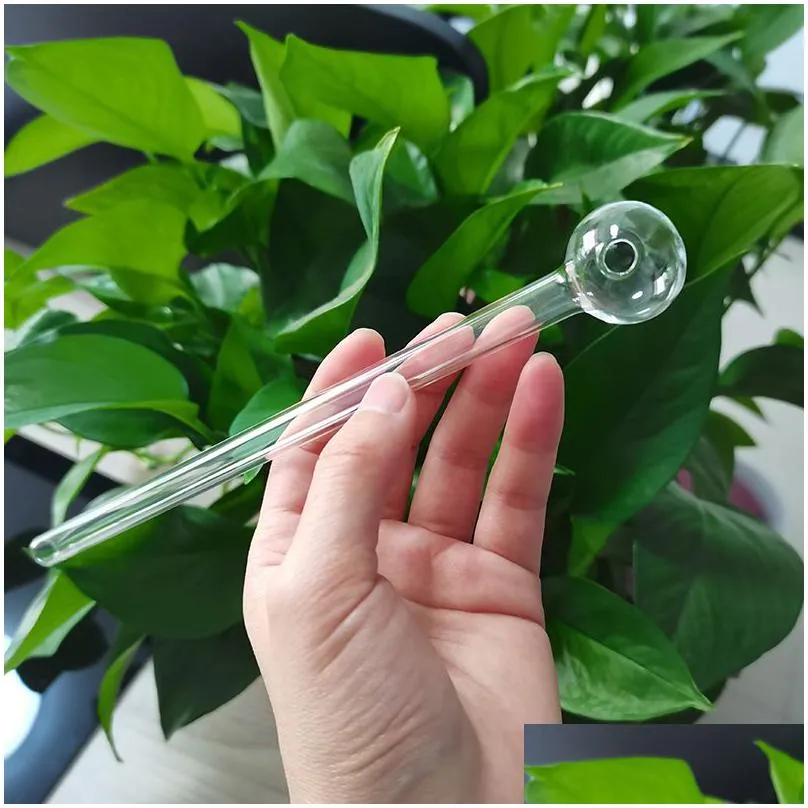 clear pyrex 7.9 inch lengthen long glass oil burner pipe oil nail burning jumbo concentrate pipes thick transparent great smoking tubes newtool