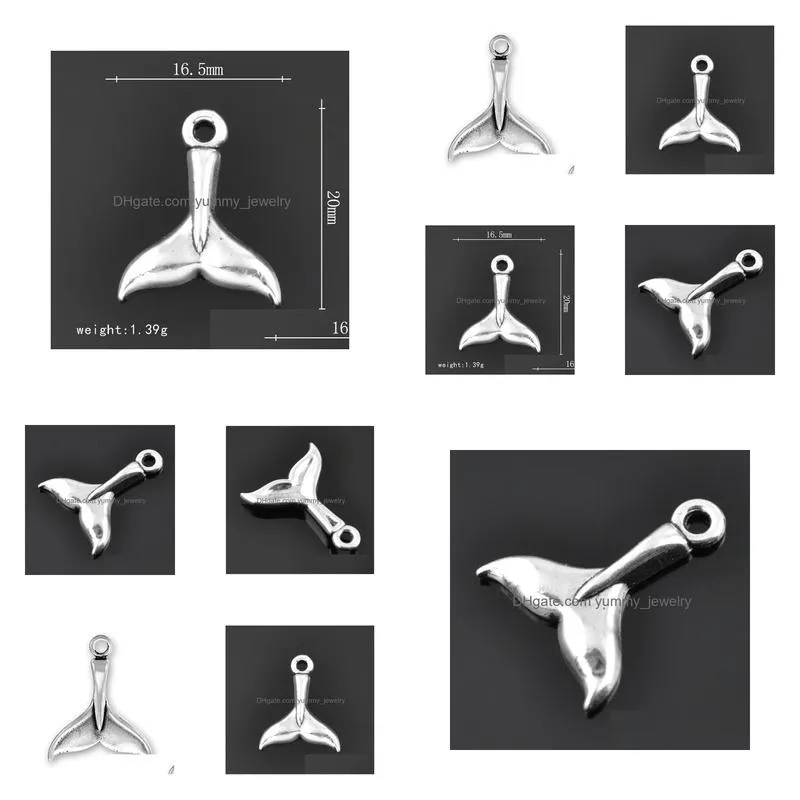 free shipping new fashion easy to diy 30pcs whale tail nautical animal charm jewelry making fit for necklace or bracelet