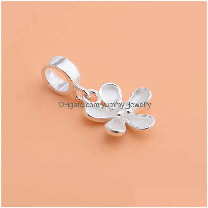 charms flower pendant s925 sterling silver jewelry accessories handmade diy string beads material accessoriescharms