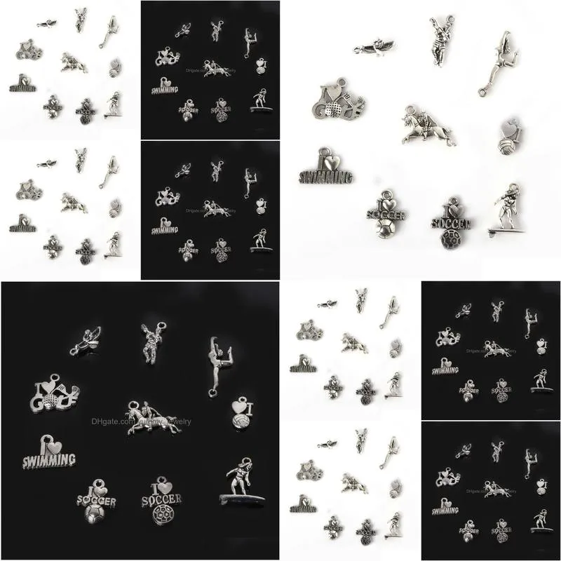 free shipping new 75pcs mixed tibetan silver plated dance surfing pendants jewelry making diy charm handmade crafts jewelry making diy