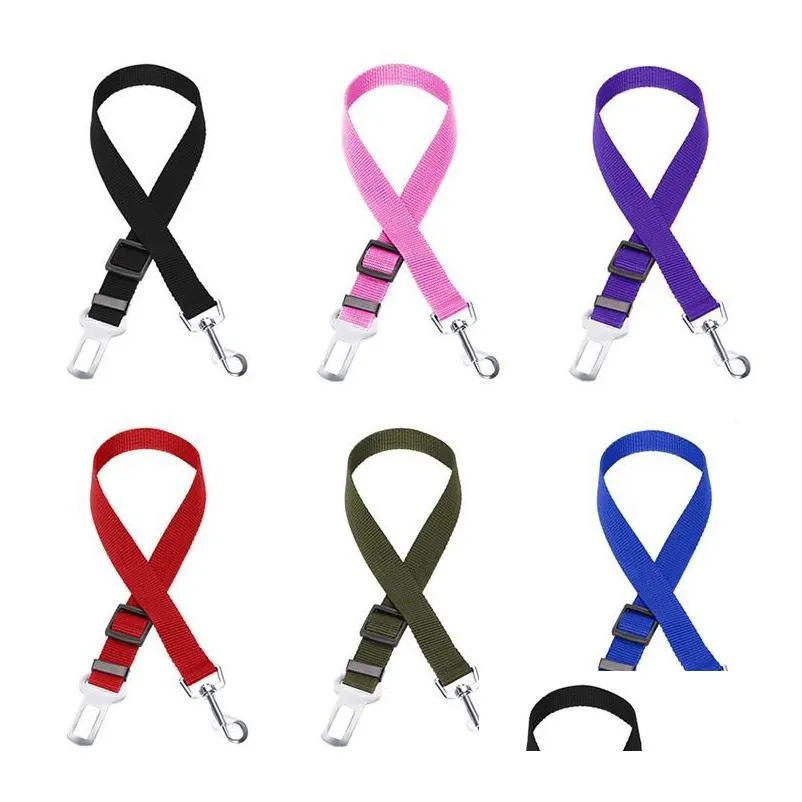 Hot Sale 6 Colors Cat Dog Car Safety Seat Belt Harness Adjustable Pet Puppy Pup Hound Vehicle Seatbelt Lead Leash for Dogs 500pcs