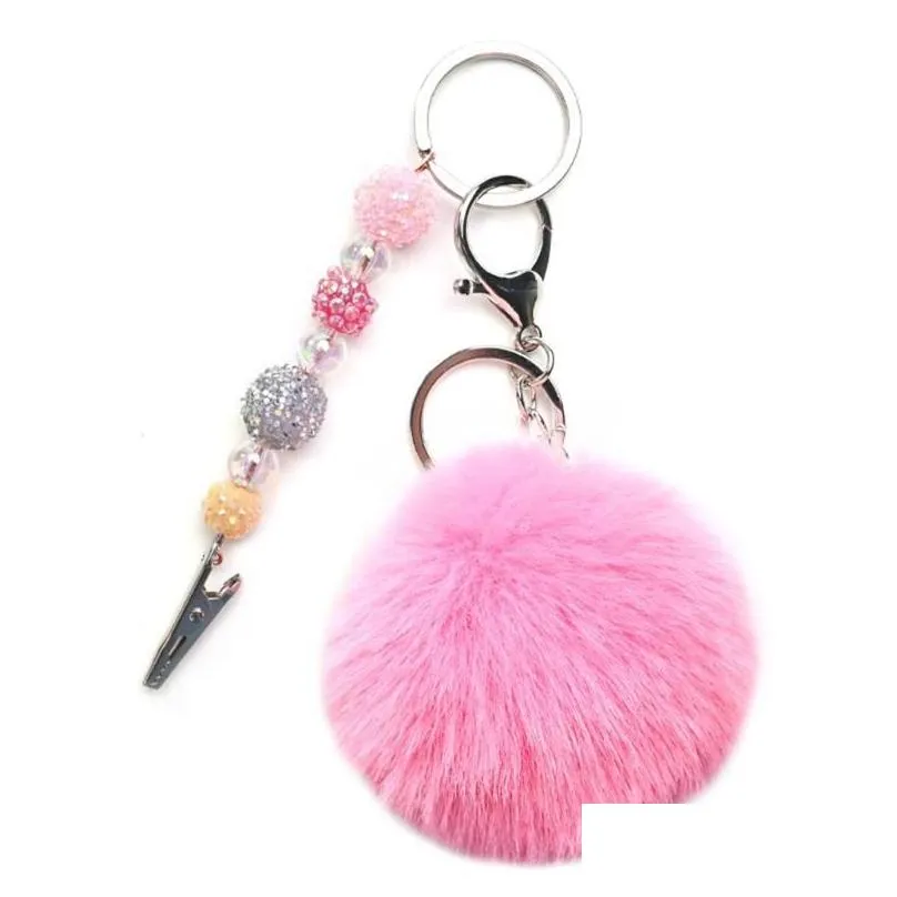 keychains contactless card extractor long nail keychain cigarette holder business clip with faux pom dropshipkeychains fier22