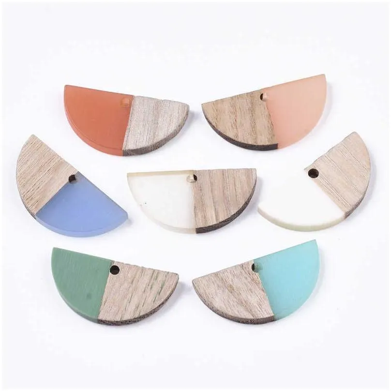 50pcs resin & wood pendants charm mixed color teardrop for jewelry making diy bracelet necklace accessories supplies 210720