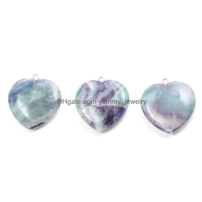 charms peach heart shaped fluorite cut bread pendant reiki healing natural stone meditation amulet diy jewelry giftcharms