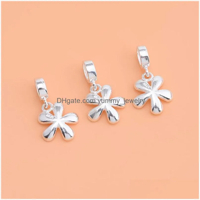 charms flower pendant s925 sterling silver jewelry accessories handmade diy string beads material accessoriescharms