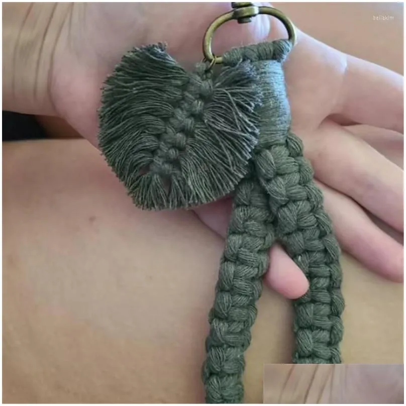 keychains boho handmade woven macrame keychain with leaf charm //designer bag accessories //key ring chain/tiny keyring-10 colorways
