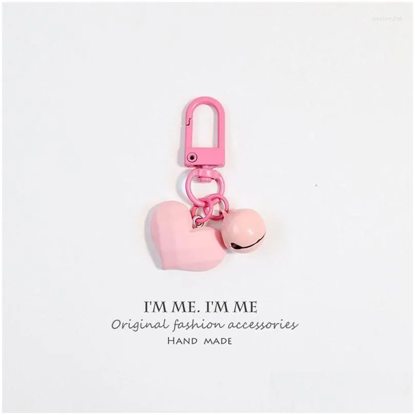 keychains 1pc rainbow heart bell keychain keyring for women gift jewely cute colored metal geometric car bag earphone box pendant