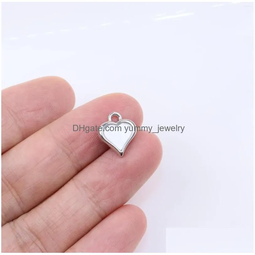 charms eruifa 6pcs 10mm mini heart flat plastic coin zinc alloy necklace earring bracelet jewelry women girl diy handmade 2 colors