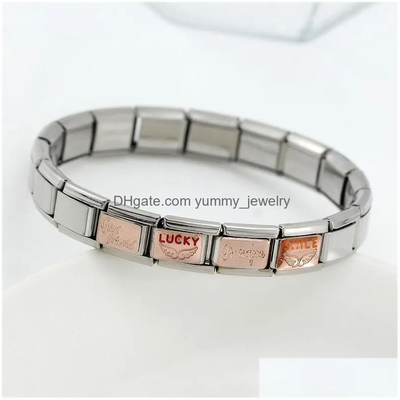 charms hapiship fashion rose nana dream lucky real enjoy charm link fit 9mm bracelet stainless steel jewelry making dj252