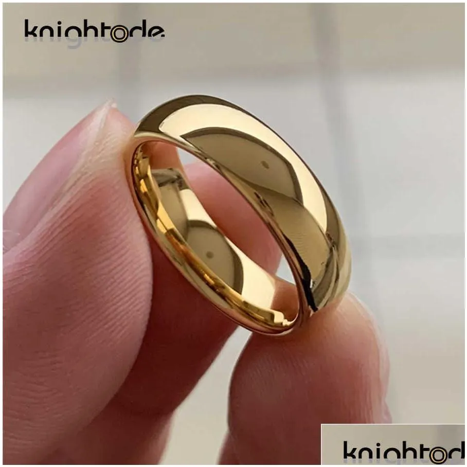 classic gold color wedding ring tungsten carbide rings women men engagement ring gift jewelry dome polished band free engraving 210713