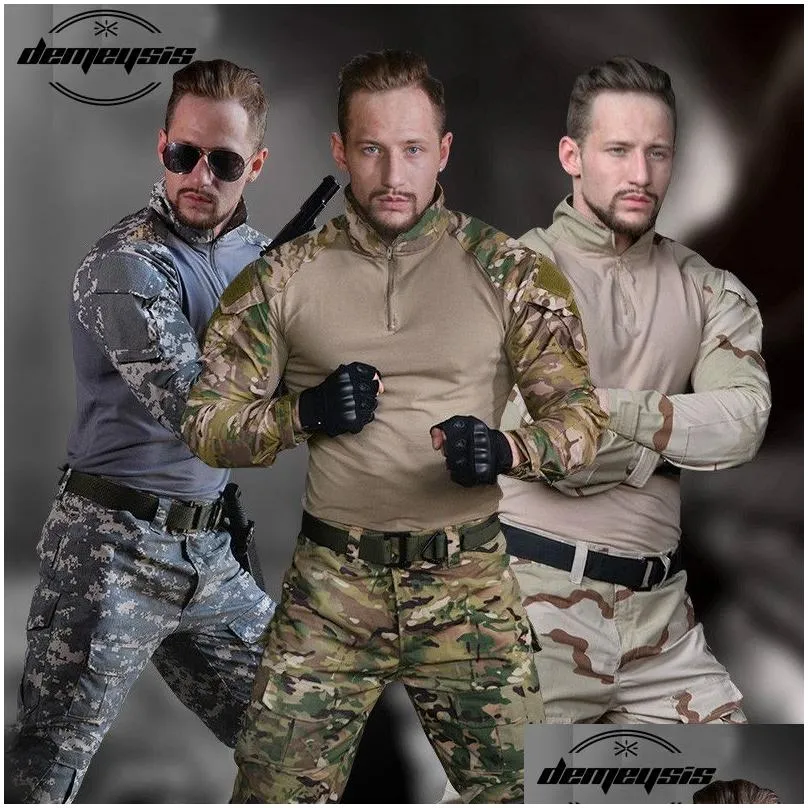 woodland camouflage army uniform tactical combat suit war game clothing shirt add pants elbow knee pads