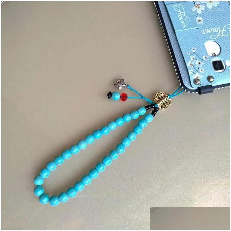 keychains 2023 handmade stone beads phone lanyard short anti-slip chain mobile pendant fashion crystal key jewelry