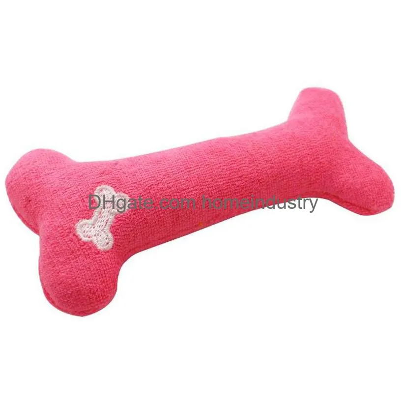 plush pet dog puppy sound toys bone shape puppy cat chew squeaker squeaky toy pillow solid color five colors 4979 q2