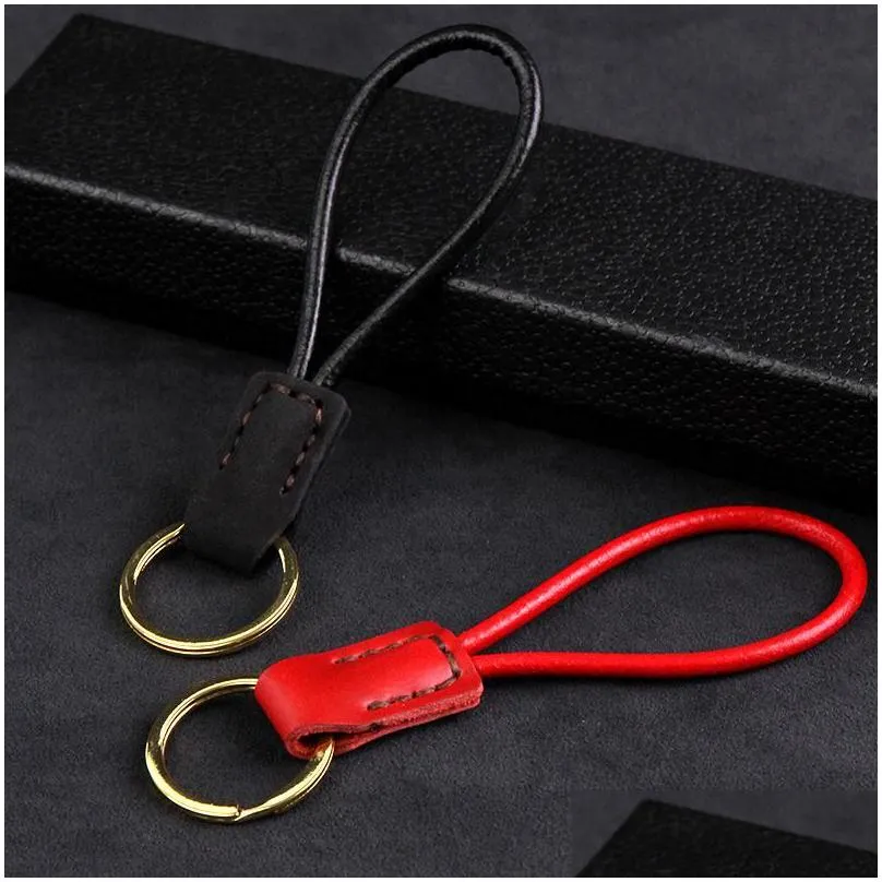 keychains handmade leather auto keyring key holder real cowhide rope keychain bag charm pendant accessories car llaveros giftkeychains