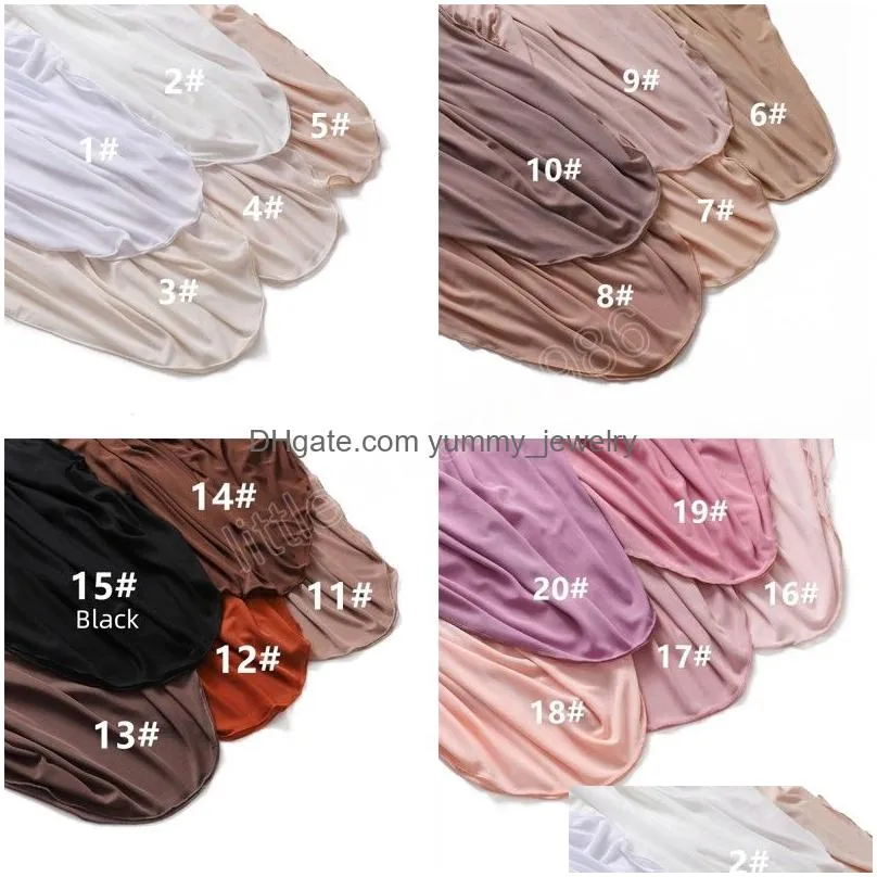 solid jersey elastic muslim hijab scarf for women polyester shawl headscarf wrap foulard big size headband turban islam band