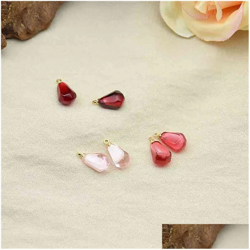 style color print alloy cap decoration cartoon pomegranate shape resin beads diy jewelry earring/garment accessory 210720