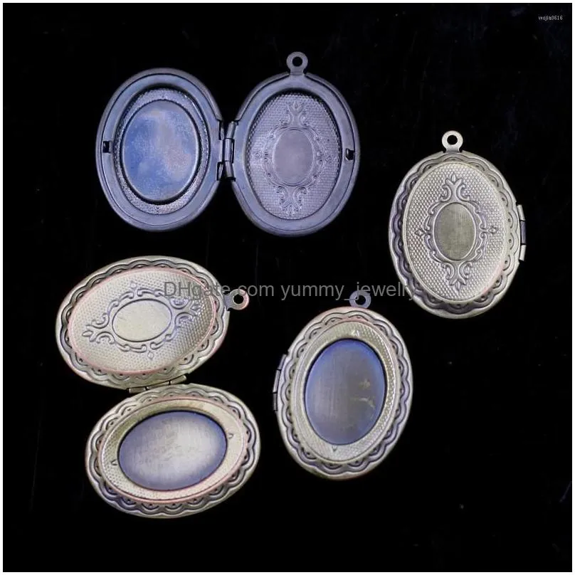 charms pendant carved design oval-shaped po frame openable locket for necklaces women men memorial jewelry diy finding 33mm