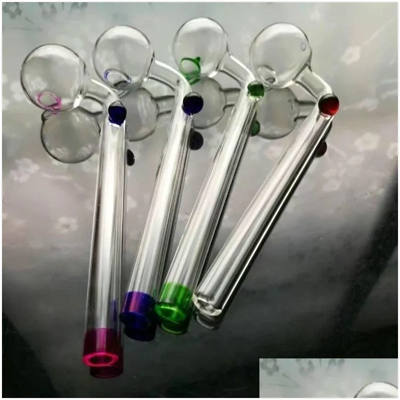 colorful clear pyrex glass oil burner bong water pipe length thick glass hand pipes with radom colored balancer smoking accessories handcraft borosilicate 6.1