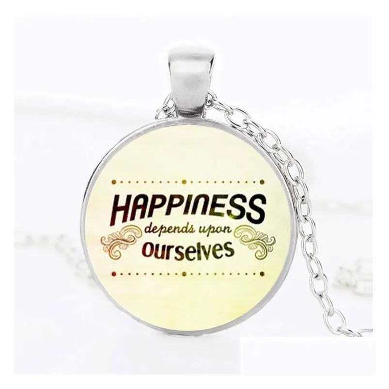 new inspirational word pendant necklaces round glass letter moonstone charm chain for women & men s fashion luxury jewelry gift