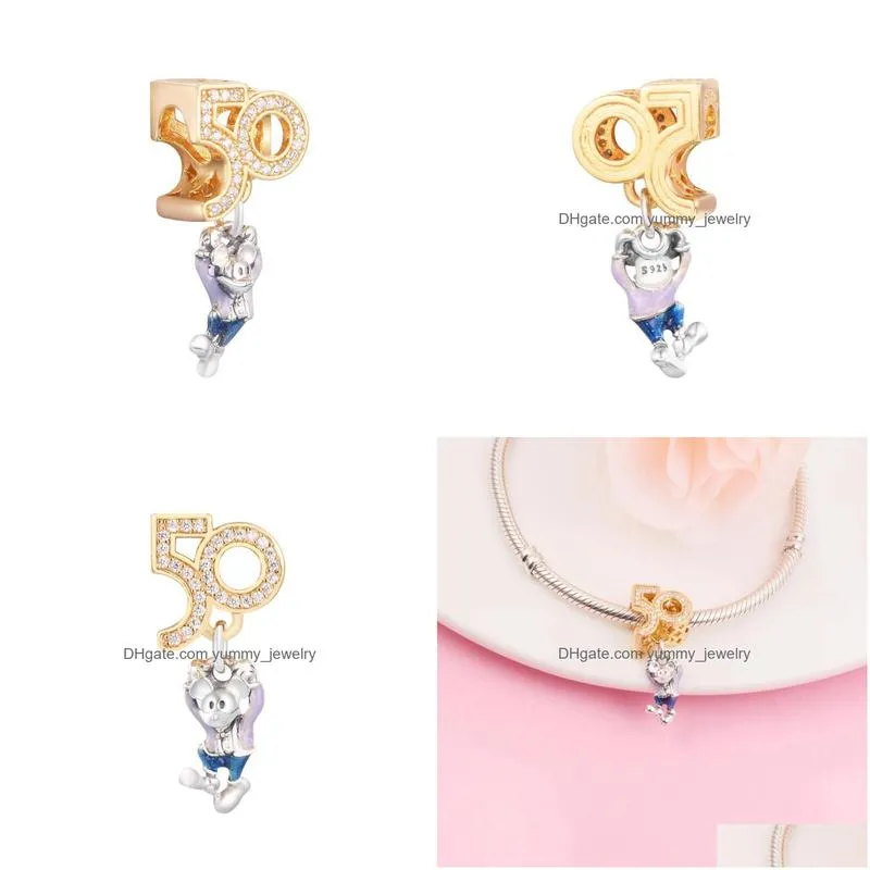 charms 50th anniversary mouse dangle charm sterling silver jewelry for woman diy 2022 beads making fits snake chaincharms