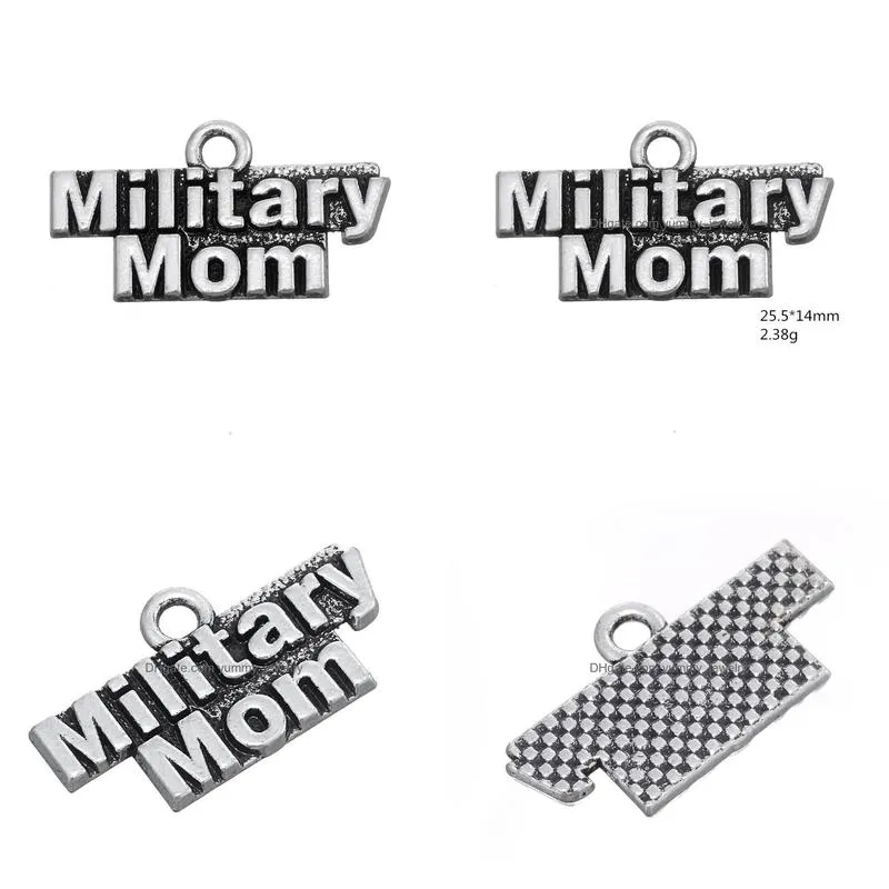 free shipping new fashion easy to diy 20pcs metal alphabet military mom charms jewelry for women jewelry making fit for necklace or