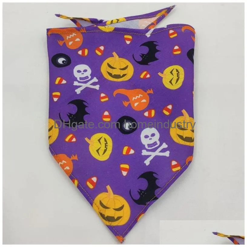 halloween dog bandanas dog apparel soft and breathable adjustable pumpkin patterns printing pet kerchief pets scarf for small to large dogs puppy cat medium 1541