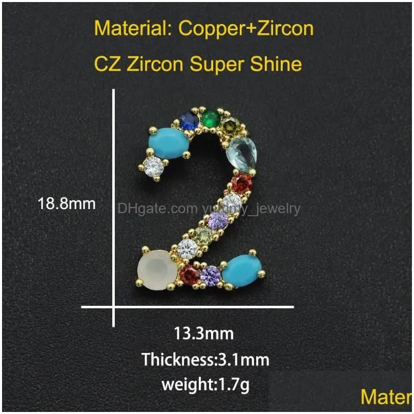 charms gorgeous 19x13mm cz zircon diy jewelry rainbow number charm pendant wholesale top quality necklace making