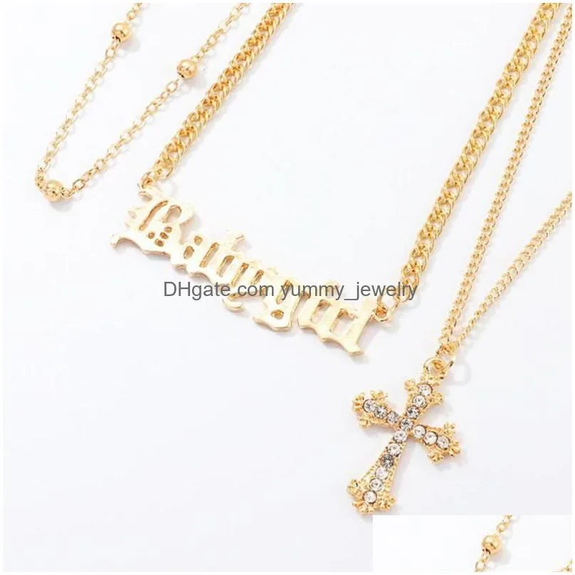 charms 1pcs simple durable creative pendant cross necklace english letters for woman